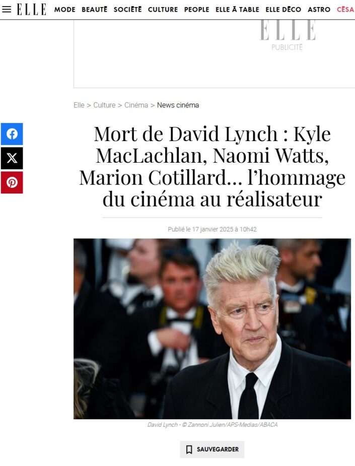 David Lynch au festival de Cannes pour illustrer son décès