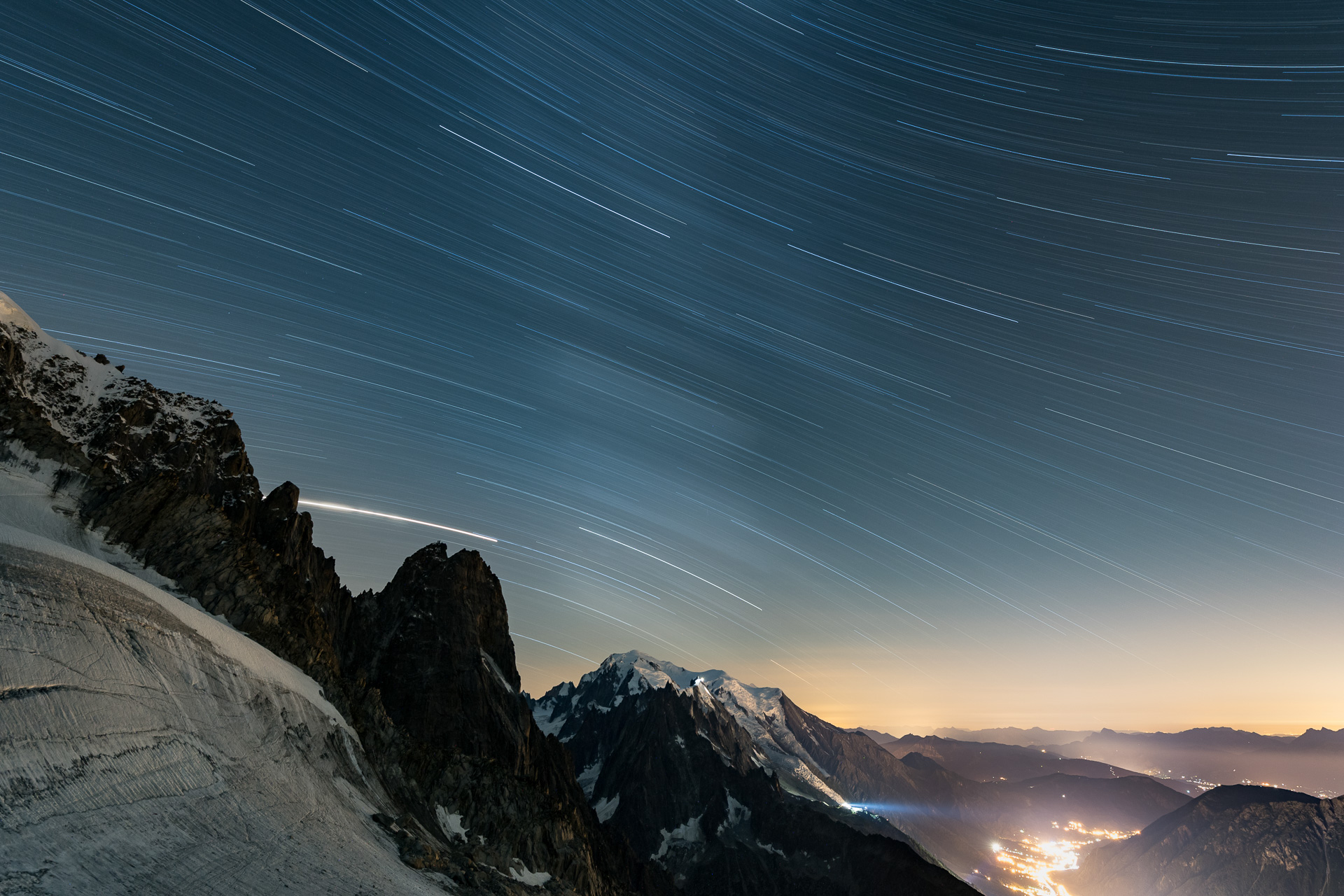 Astrophotography over the Mont Blanc and Chamonix in 2018