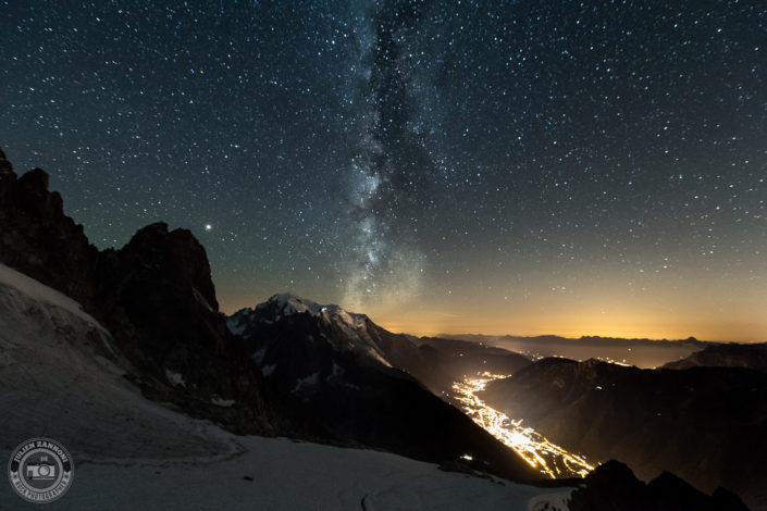 Milky Way over the Mont Blanc and Chamonix