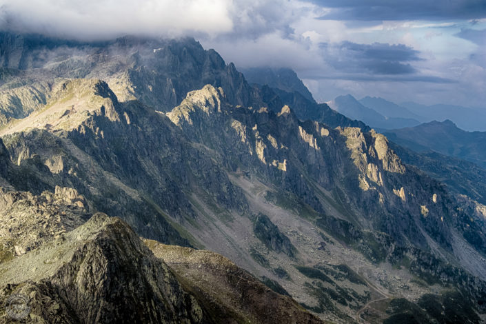 Summer sunset and storm over Chamonix Mont Blanc