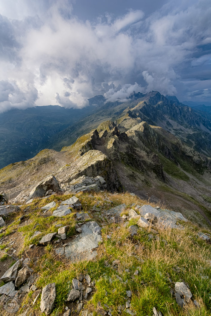 Summer sunset and storm over Chamonix Mont Blanc