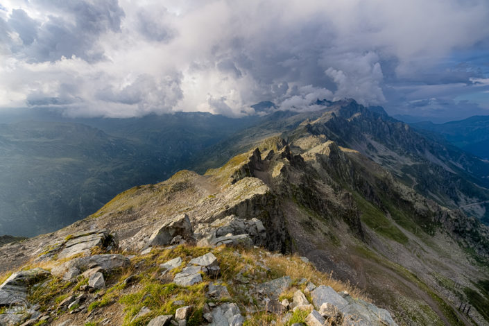 Summer sunset and storm over Chamonix Mont Blanc