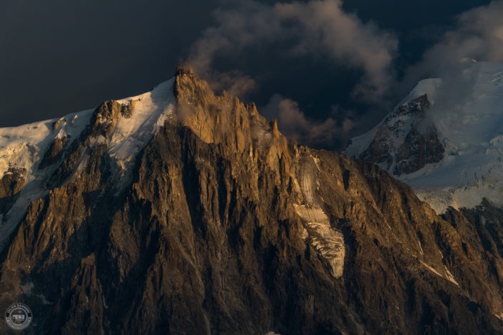 Summer sunset and storm over Chamonix Mont Blanc