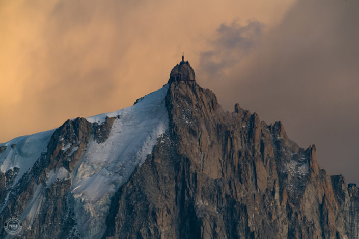 Summer sunset and storm over Chamonix Mont Blanc