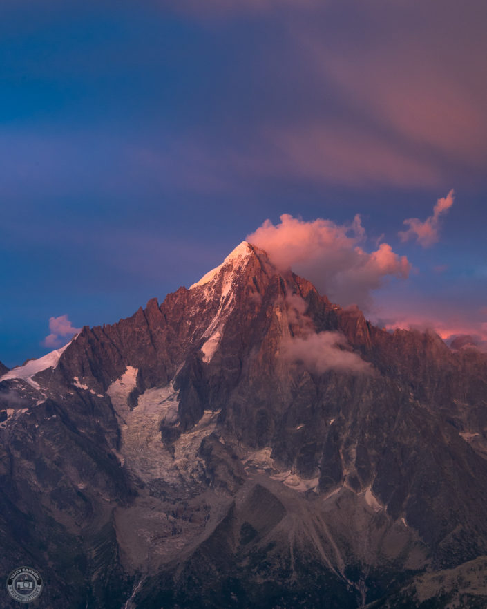 Summer sunset and storm over Chamonix Mont Blanc