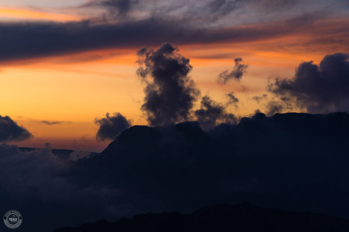 Summer sunset and storm over Chamonix Mont Blanc