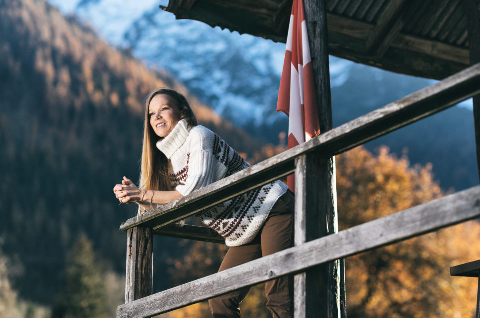 Portrait de la mannequin Sophie Moiret pris à Chamonix en automne