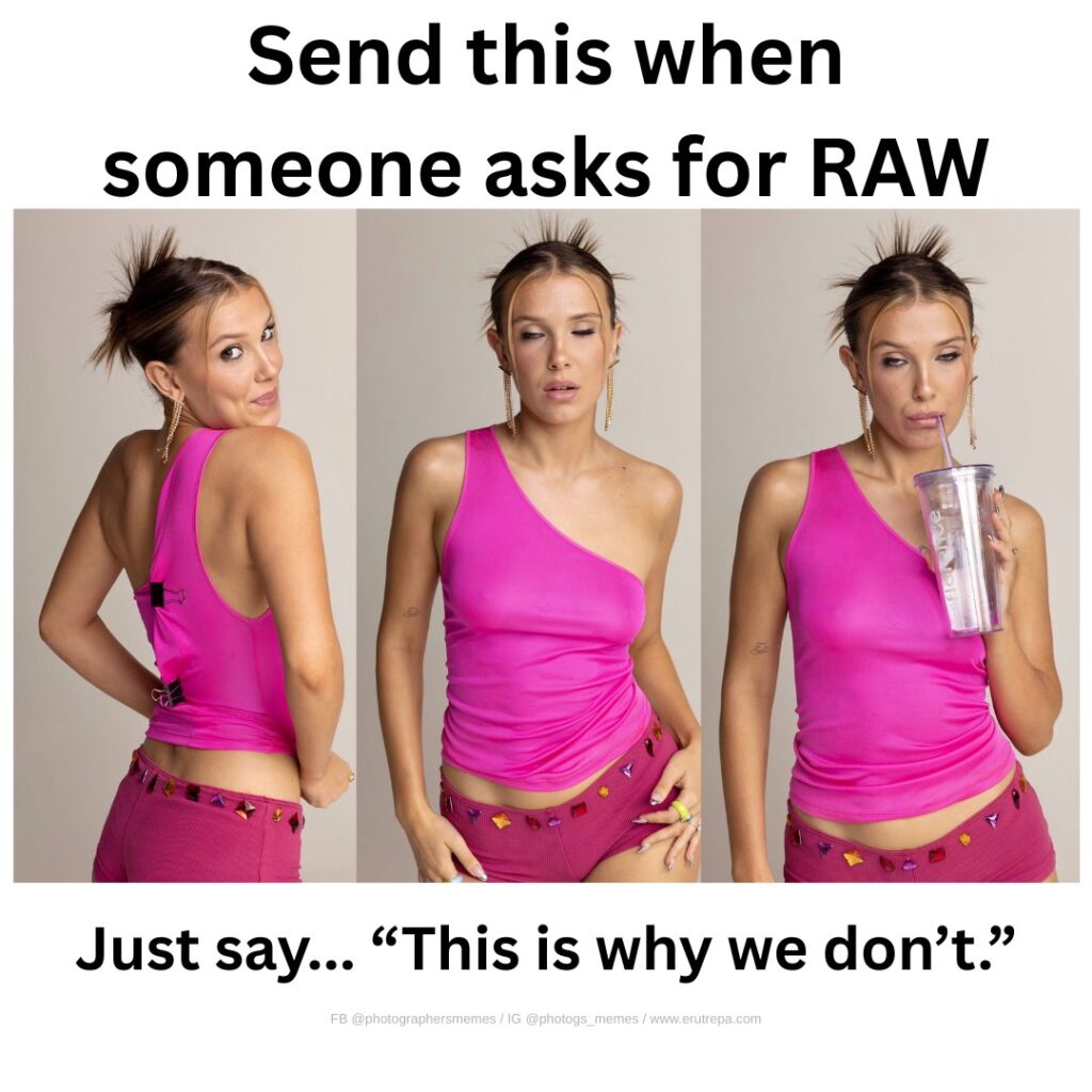 Comparaison entre une photo RAW brute et la même photo finalisée après retouche.