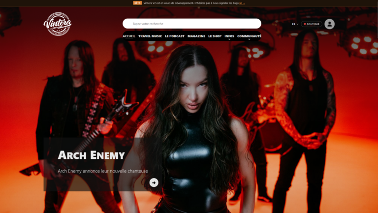Page d’accueil de Vintera plateforme musicale communautaire
